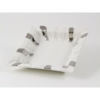 Ciotola in ceramica con strisce argentate