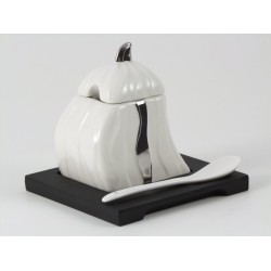 Zuccheriera in ceramica con strisce argentate