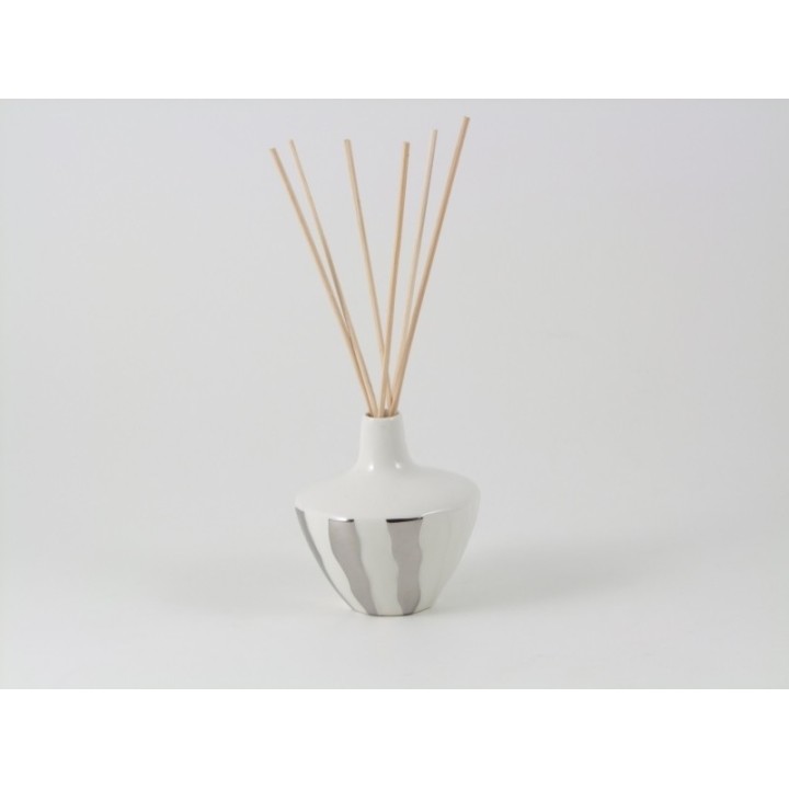 Diffusore di profumo in ceramica con strisce argentate