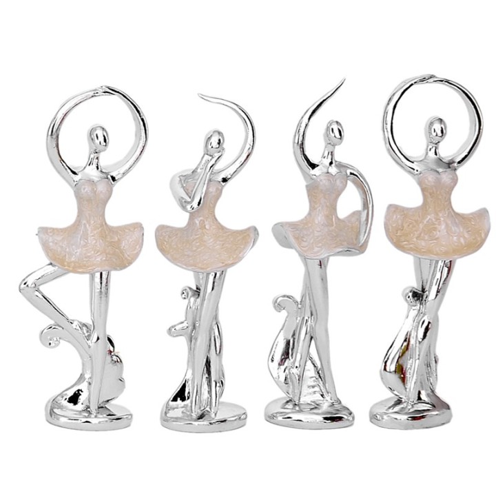 Ballerina in piedi argento in resina