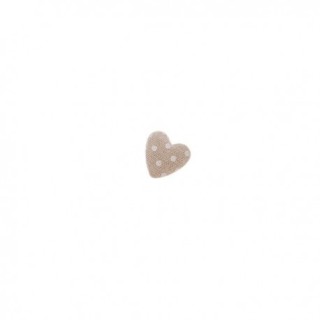 Applicazione a forma di cuore in juta naturale con pois bianchi