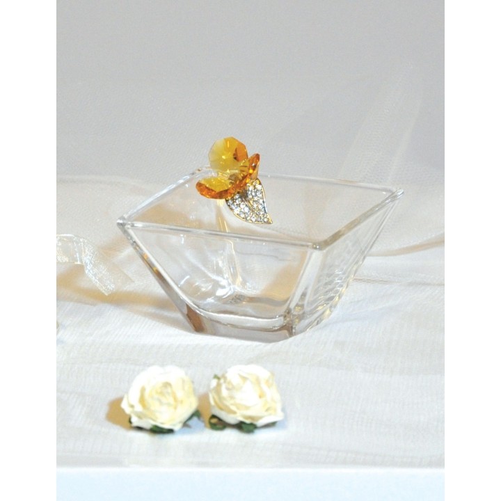 Ciotola quadra swarosky giallo