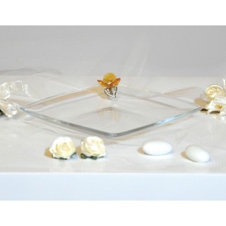 Piattino quadrato swarosky giallo