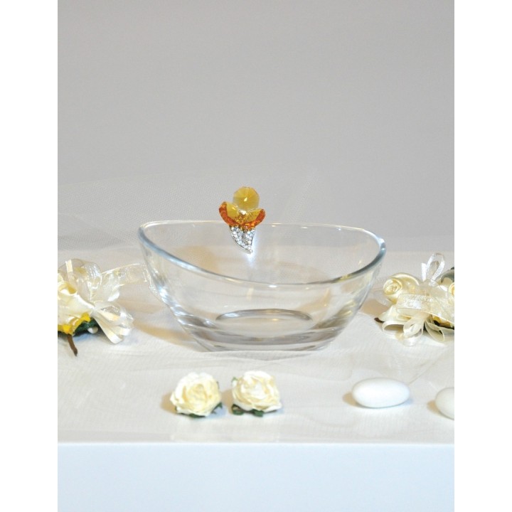 Ciotolina tonda 8 x 5 cm swarosky giallo