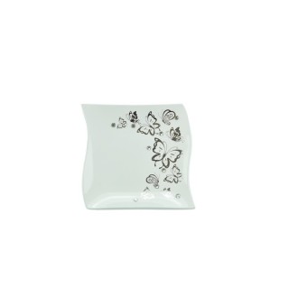 Piatto sagomato decoro farfalle 24x24 cm | CarinCasa