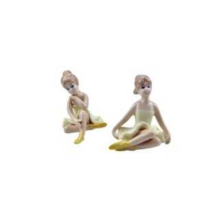 Ballerina porcellana gialla 3 pose 6x5,5x5,5 cm | CarinCasa