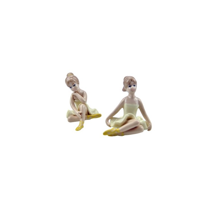 Ballerina porcellana gialla 3 pose 6x5,5x5,5 cm | CarinCasa