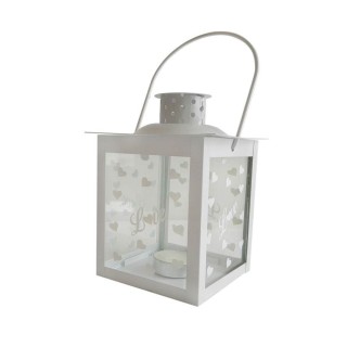 Lanterna metallo con vetro scritta love | CarinCasa