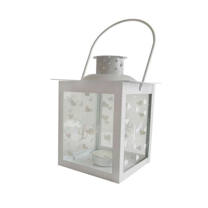 Lanterna metallo con vetro scritta love | CarinCasa