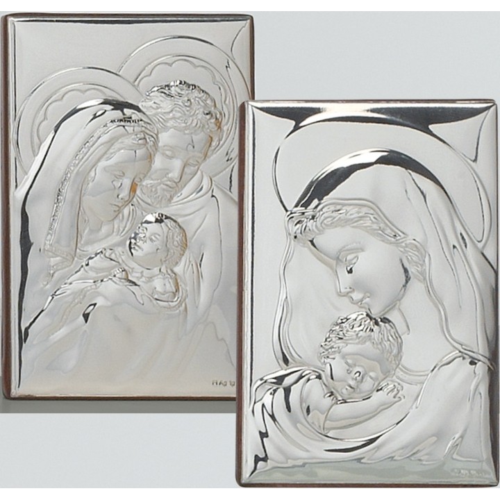 Icona madonna con bimbo in argento 6x9 cm | CarinCasa