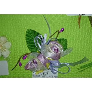 Coccarda 2 rose+rametto pistil pz.1 | CarinCasa