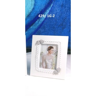 Portafoto in legno 6x9 cm 2 cuori griggi e pizzo stretto |…