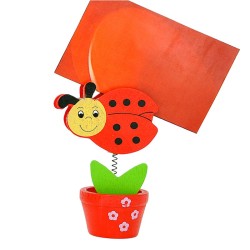 Clip portafoto coccinella in legno con vasetto
