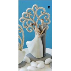 Coppia di sposini con albero della vita in resina