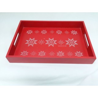 Vassoio natale rosso legno 27 x 39 x 5 cm | CarinCasa