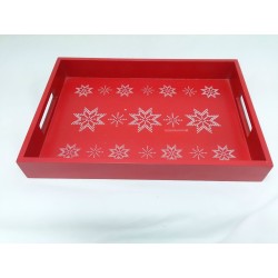 Vassoio natale rosso legno 27 x 39 x 5 cm