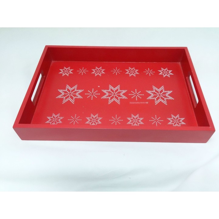 Vassoio natale rosso legno 27 x 39 x 5 cm | CarinCasa