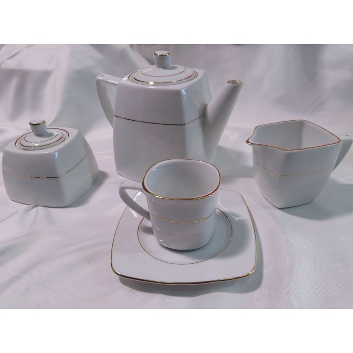 Servizio da té "Elena" da 15 pezzi filo oro | CarinCasa