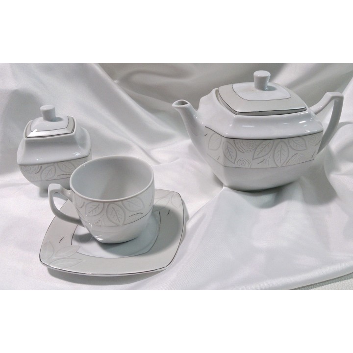 Servizio da té Madrid 15 pezzi decoro Foglie | CarinCasa