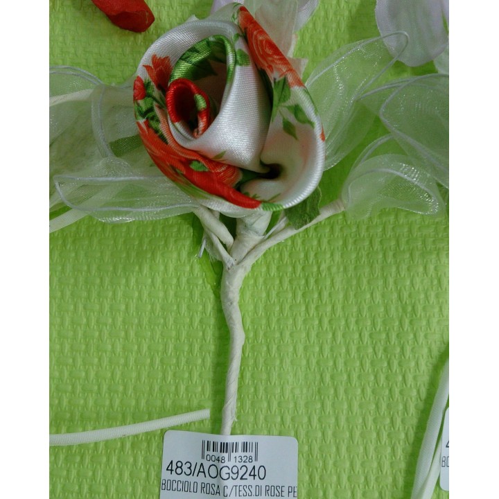 Bocciolo rosa c/tess.di rose pesca | CarinCasa