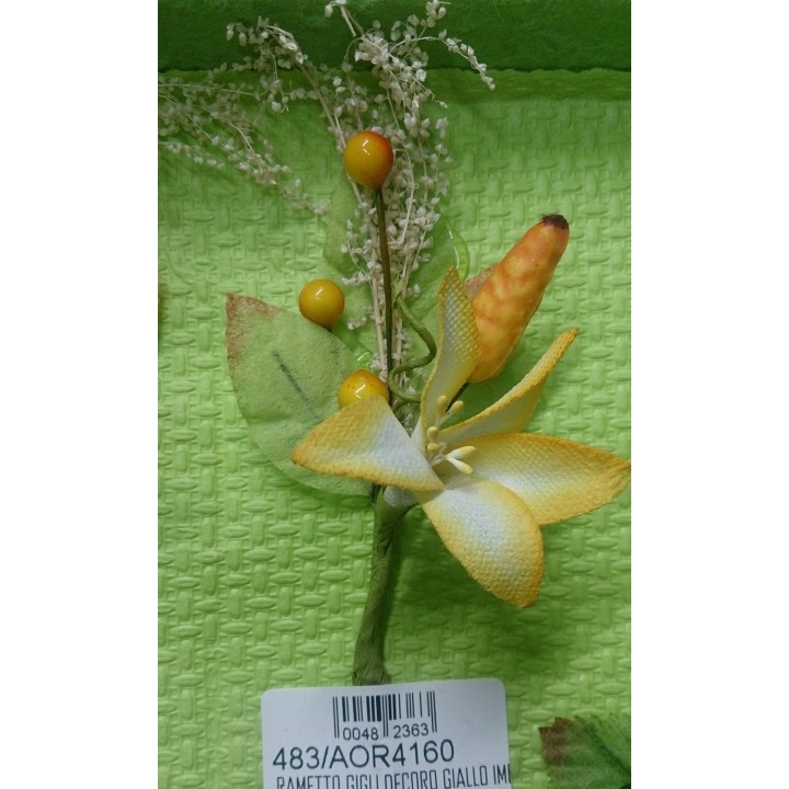 Rametto gigli decoro giallo imb.12 | CarinCasa