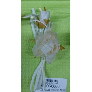 Pick con rosa e bocciolo avorio imb.15 | CarinCasa