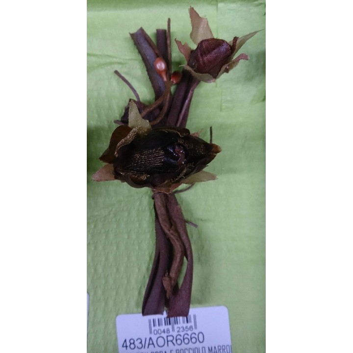 Pick con rosa e bocciolo marrone imb.15 | CarinCasa