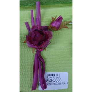 Pick con rosa e bocciolo fuxia imb.15 | CarinCasa