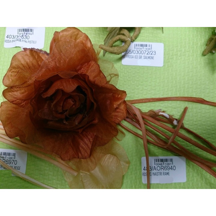 Rosa c/nastri rame | CarinCasa