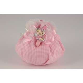 Sacchetto a quadri con fiocco rosa