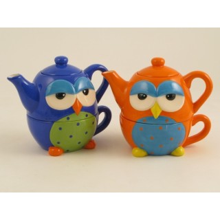 Tea for one a forma di gufo in ceramica