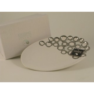 Ciotola ovale in ceramica con decoro a bolle