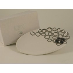 Ciotola ovale in ceramica con decoro a bolle