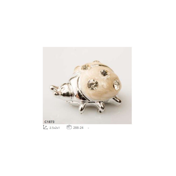 Coccinella in resina bianca con strass