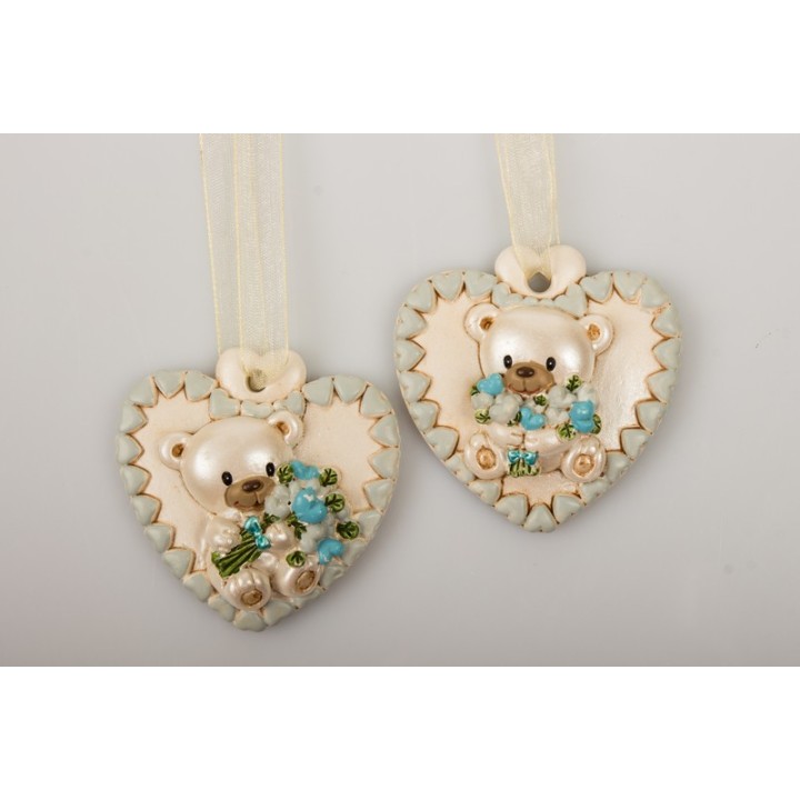 Appendino placchetta cuore orso celeste | CarinCasa