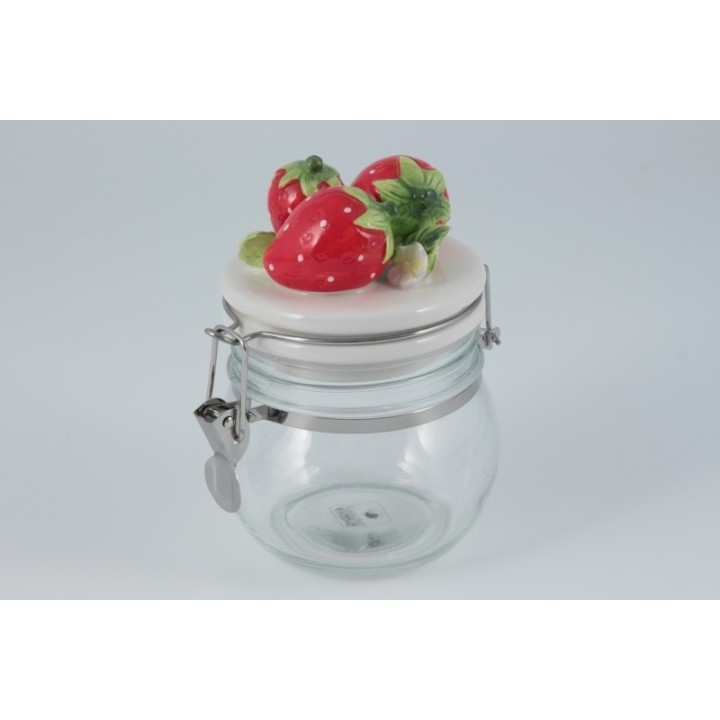 Barattolo in vetro con tappo ermetico decorato con frutta