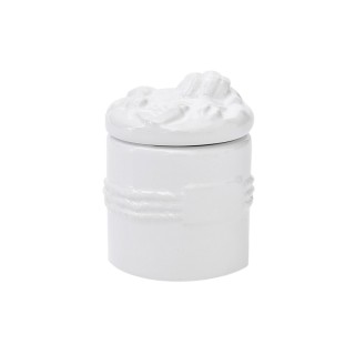 Barattolino portaconfetti in ceramica bianca con coperchio decorato