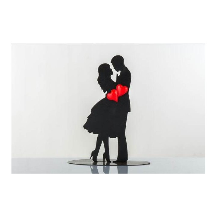 Silhouette sopratorta fidanzati con magnete cuori portafoto