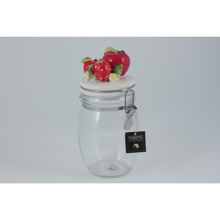 Barattolo in vetro con tappo ermetico decorato con frutta