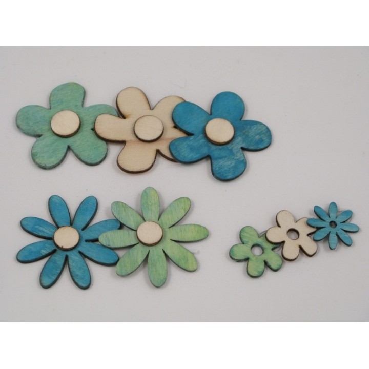 Decorazione in legno a forma di fiore color tiffany