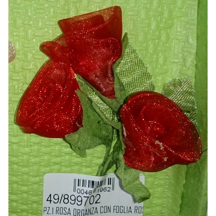Rosa organza con foglia rosa | CarinCasa