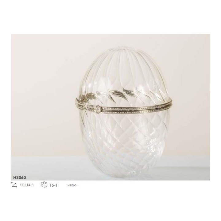 Ovetto vetro soffiato con apertura in metallo 14.5 cm |…