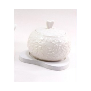 Scatola tonda in porcellana con decoro | CarinCasa