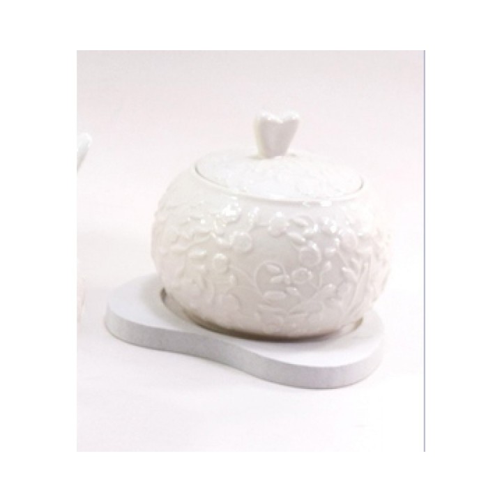 Scatola tonda in porcellana con decoro | CarinCasa