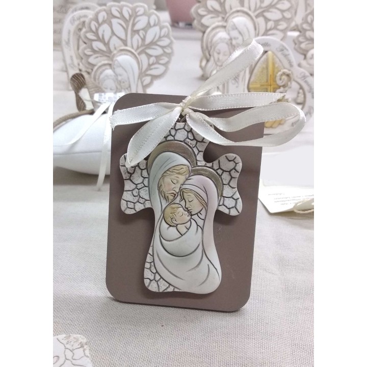 Soggetto Religioso in Legno rettangolare con placca croce…