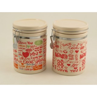 Barattolo piccolo chiusura ermetica decoro "love you" |…