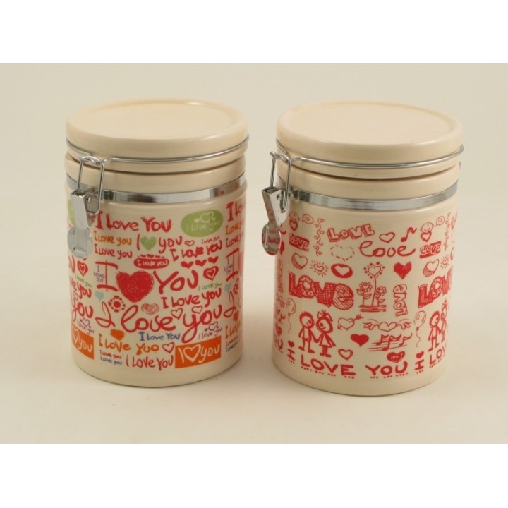 Barattolo piccolo chiusura ermetica decoro "love you" |…