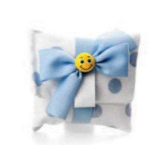 Sacchettino base bianco celeste pois | CarinCasa