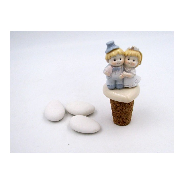 Tappo con sposi 3x3x7,5 resina smaltato a mano | CarinCasa