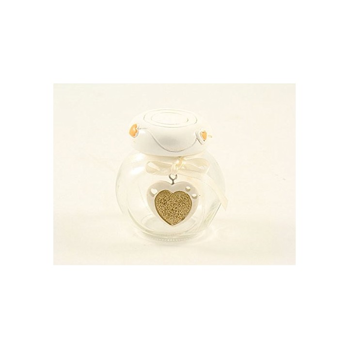 Barattolo vetro e resina con ciondolo cuore 8x7x9,5cm |…